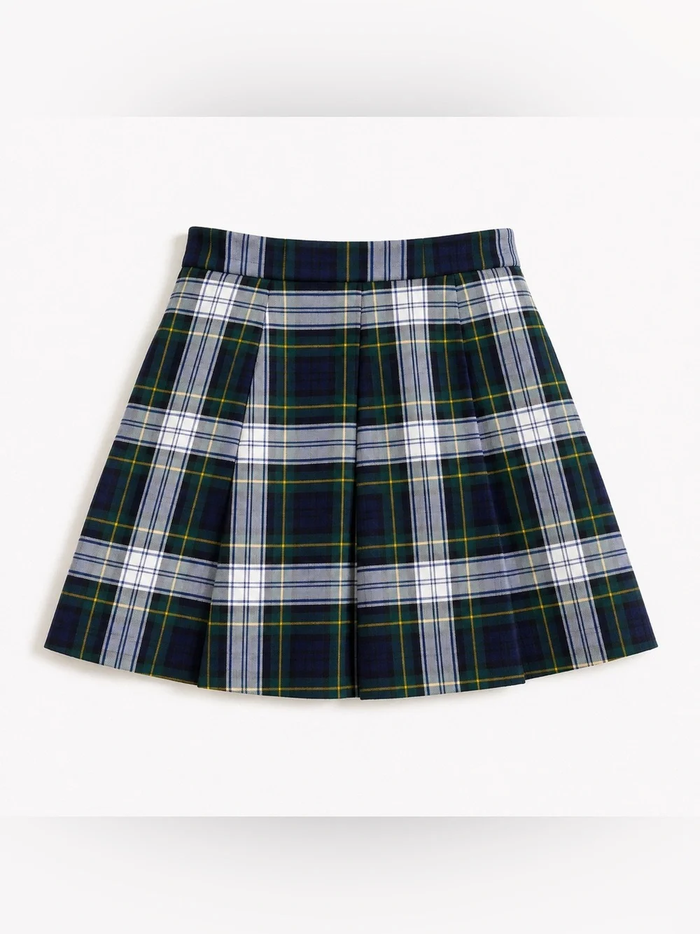 J. Crew Navy, Green & White Plaid Circle Skirt